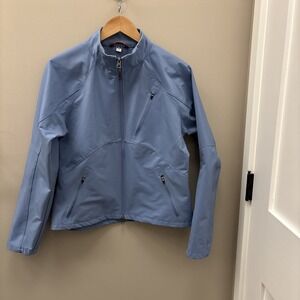 Ibex Jacket Womens Medium Blue ClimaWool Cirrus Softshell Full Zip Hiking.